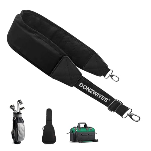 DONZWIYES Golf Bag Shoulder Strap Upgraded Single Padded Adjustable Straps Universal Replacement(All in Black,1 Pack) - Image 1