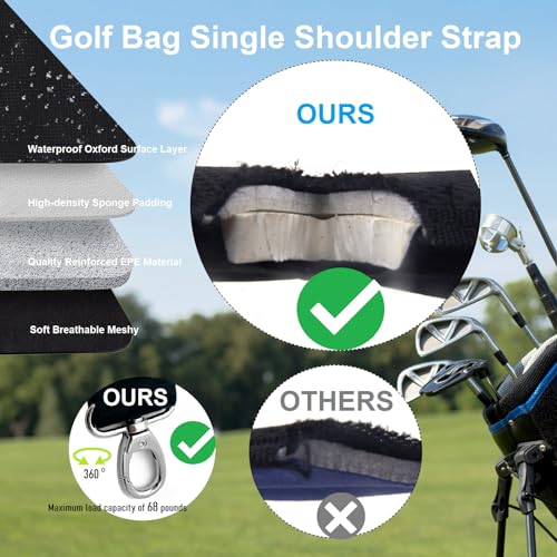 DONZWIYES Golf Bag Shoulder Strap Upgraded Single Padded Adjustable Straps Universal Replacement(All in Black,1 Pack) - Image 2