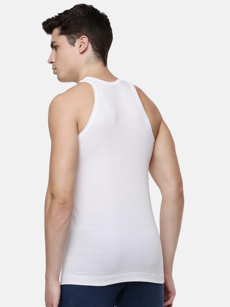Dollar Lehar Combed Cotton Men's White Vest - Pack of 4 - Image 3