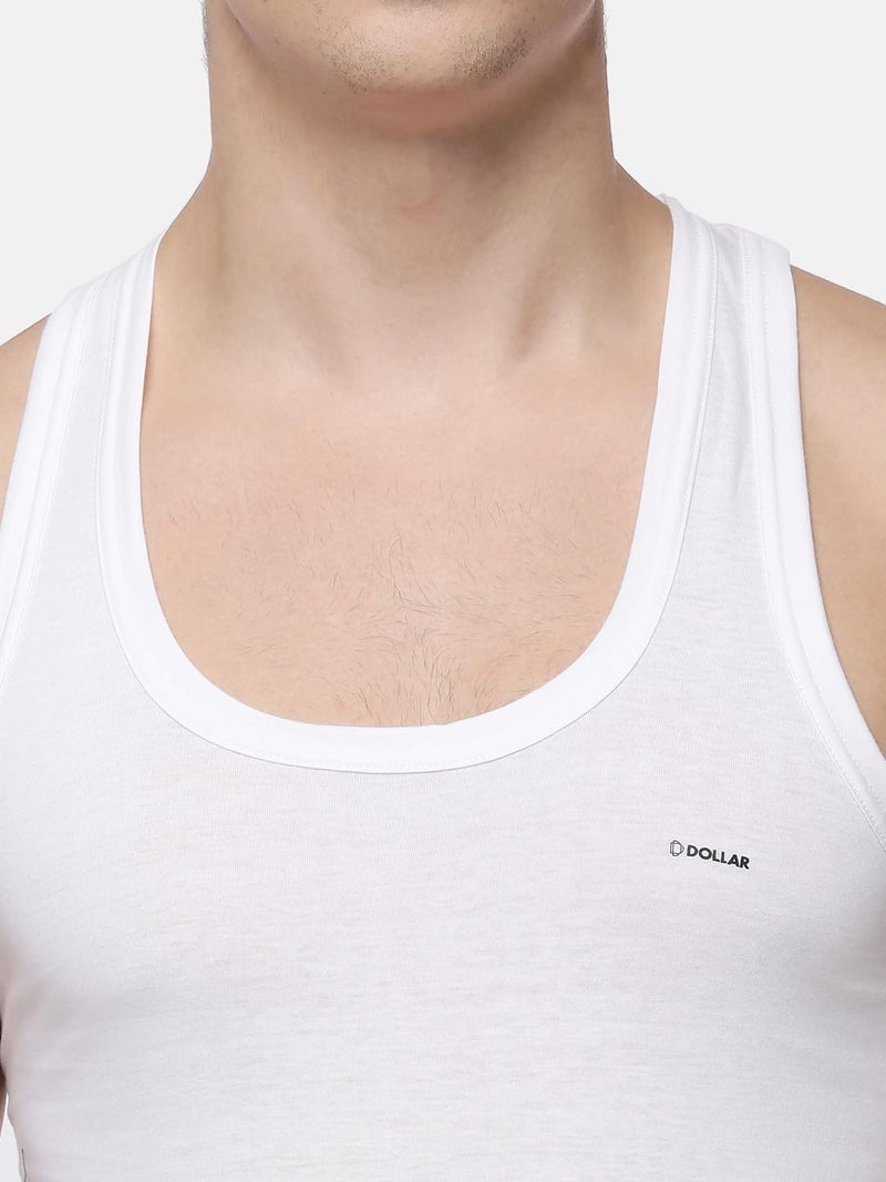 Dollar Lehar Combed Cotton Men's White Vest - Pack of 4 - Image 4