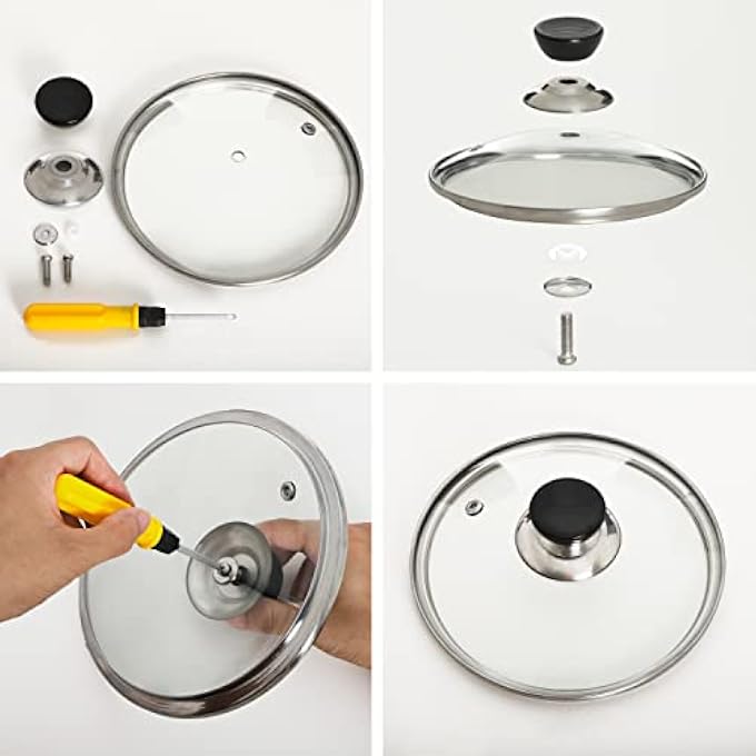 Unity 4 Pcs Pot Lid Knobs Universal Pot Lid Cover Knob Replacement Heat Resistant Kitchen Cookware Knob Handle Bakelite Circular Handgrip Knobs For Casserole Kettle Glass Pot Pan Saucepan - Image 4