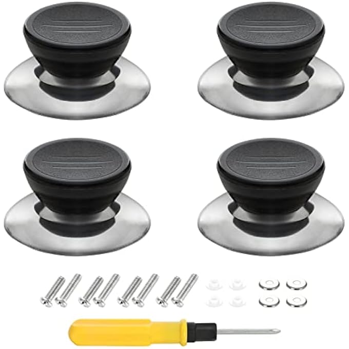 Unity 4 Pcs Pot Lid Knobs Universal Pot Lid Cover Knob Replacement Heat Resistant Kitchen Cookware Knob Handle Bakelite Circular Handgrip Knobs For Casserole Kettle Glass Pot Pan Saucepan - Image 1