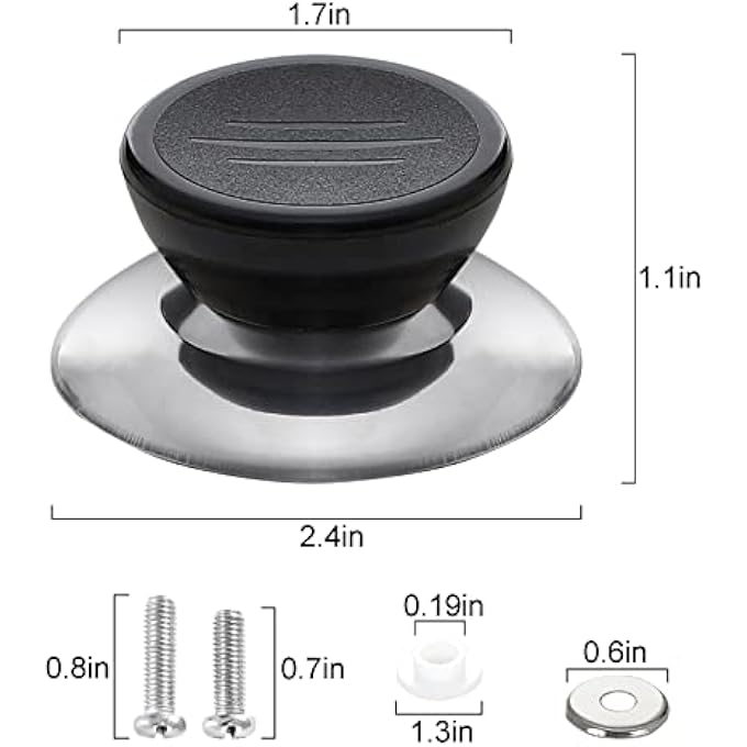 Unity 4 Pcs Pot Lid Knobs Universal Pot Lid Cover Knob Replacement Heat Resistant Kitchen Cookware Knob Handle Bakelite Circular Handgrip Knobs For Casserole Kettle Glass Pot Pan Saucepan - Image 3