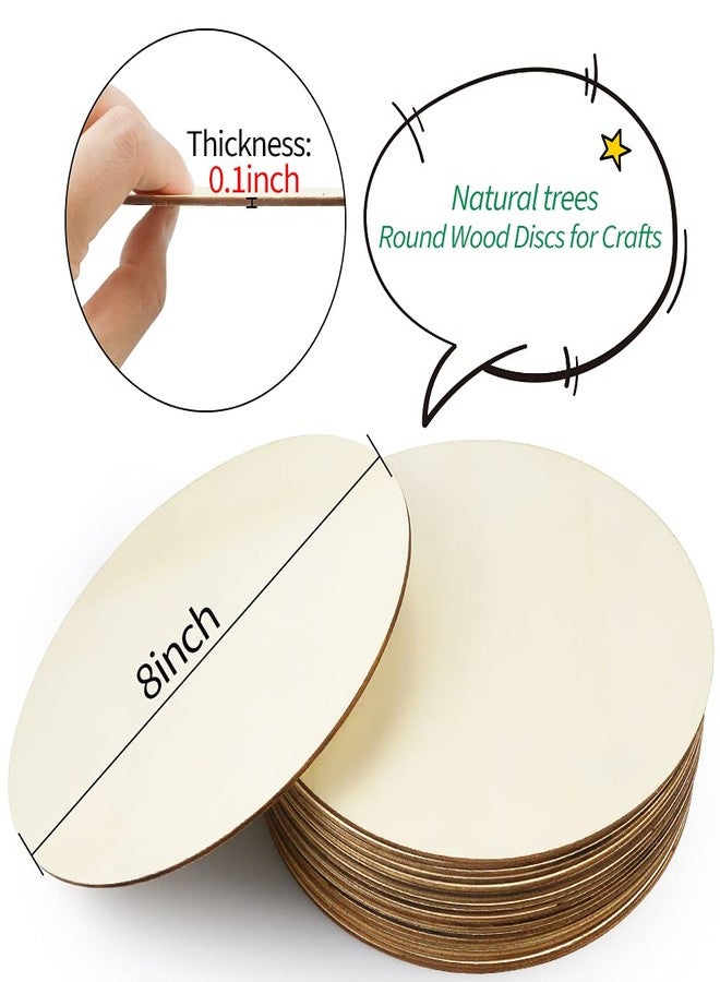 ISUSSER 20Pcs 8 Inch Wood Rounds for Crafts, Unfinished Wood Circles Discs Blank Wood Signs to Paint, DIY Supplies, Home Christmas Halloween Decorations - Image 2