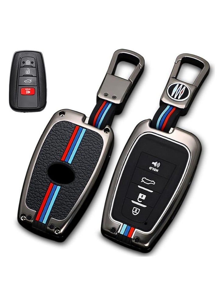 Generic Premium Key Fob Cover with Keychain for Toyota – Metal Shell & Soft Silicone Full Protection Key Case Holder Compatible with 2018-2022 Camry, RAV4, Highlander, Avalon, C-HR, Prius, Corolla Accessories - Image 1