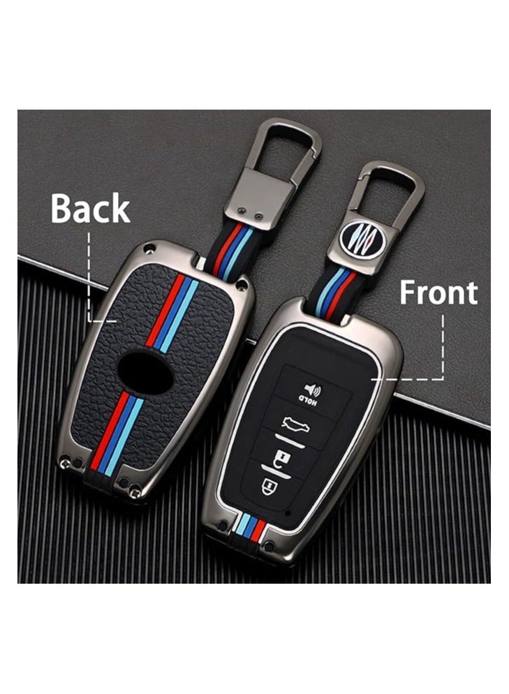 Generic Premium Key Fob Cover with Keychain for Toyota – Metal Shell & Soft Silicone Full Protection Key Case Holder Compatible with 2018-2022 Camry, RAV4, Highlander, Avalon, C-HR, Prius, Corolla Accessories - Image 4