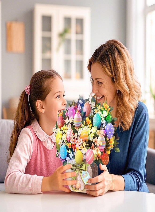 باقة عيد الفصح ثلاثية الأبعاد منبثقة من APOTODITO مع بيض ملون، باقة بطاقات عيد الفصح المنبثقة مع أضواء وموسيقى، ظرف مرفق - Image 3