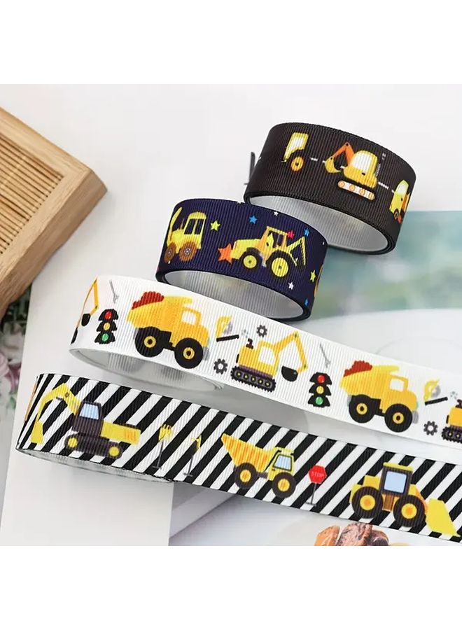 Black And White Stripes Engineering Vehicle Ribbon 5 Yards Long 0 98 Inch Wide Decorative Tape - Image 1
