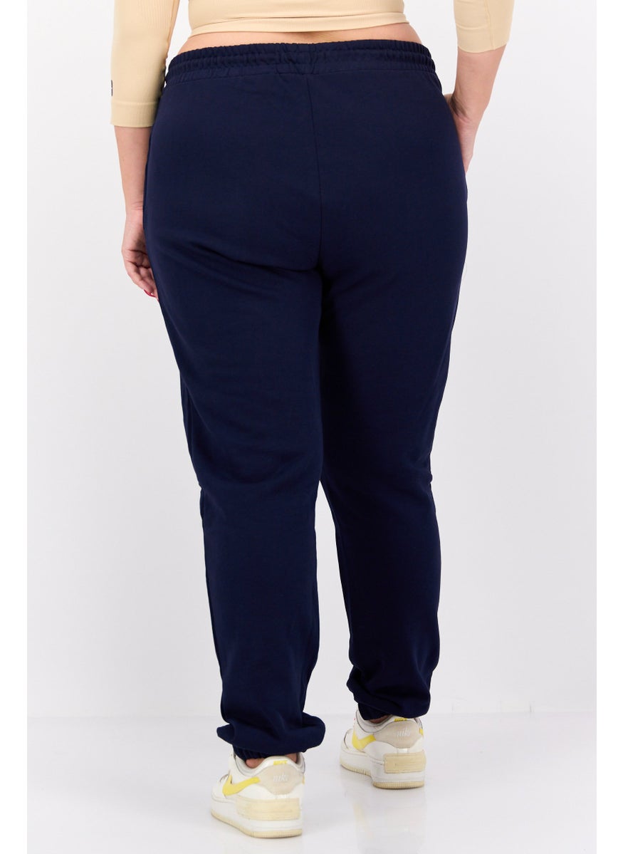 KANGOL Women Regular Fit Brand Logo Jogger Pants, Navy  - Image 3