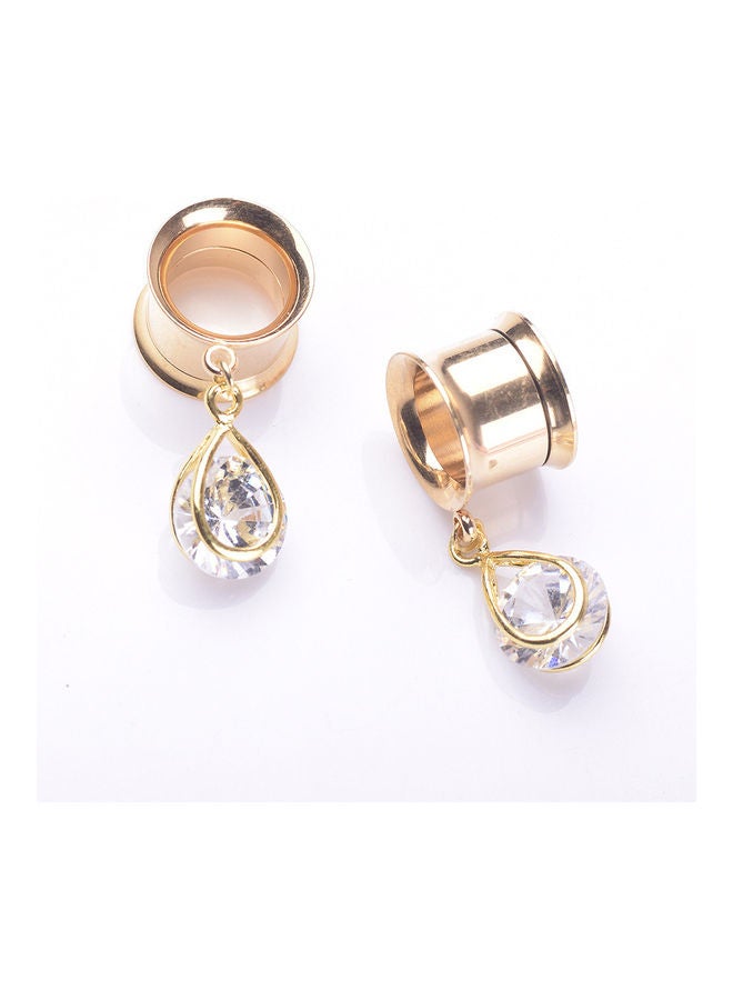 NIBEMINENT Cubic Zirconia Water Drop Ear Plug - Image 5