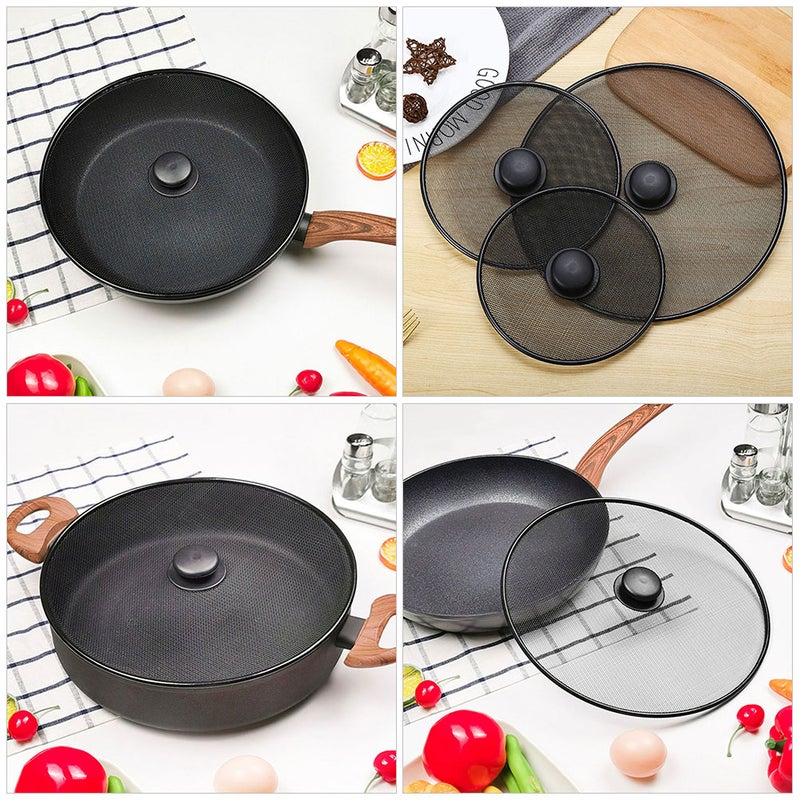 4 pcs Stainless Steel Splash Guard for Frying Pan Grease Splatter Screen Mesh Oil Proofing Lid - Image 2