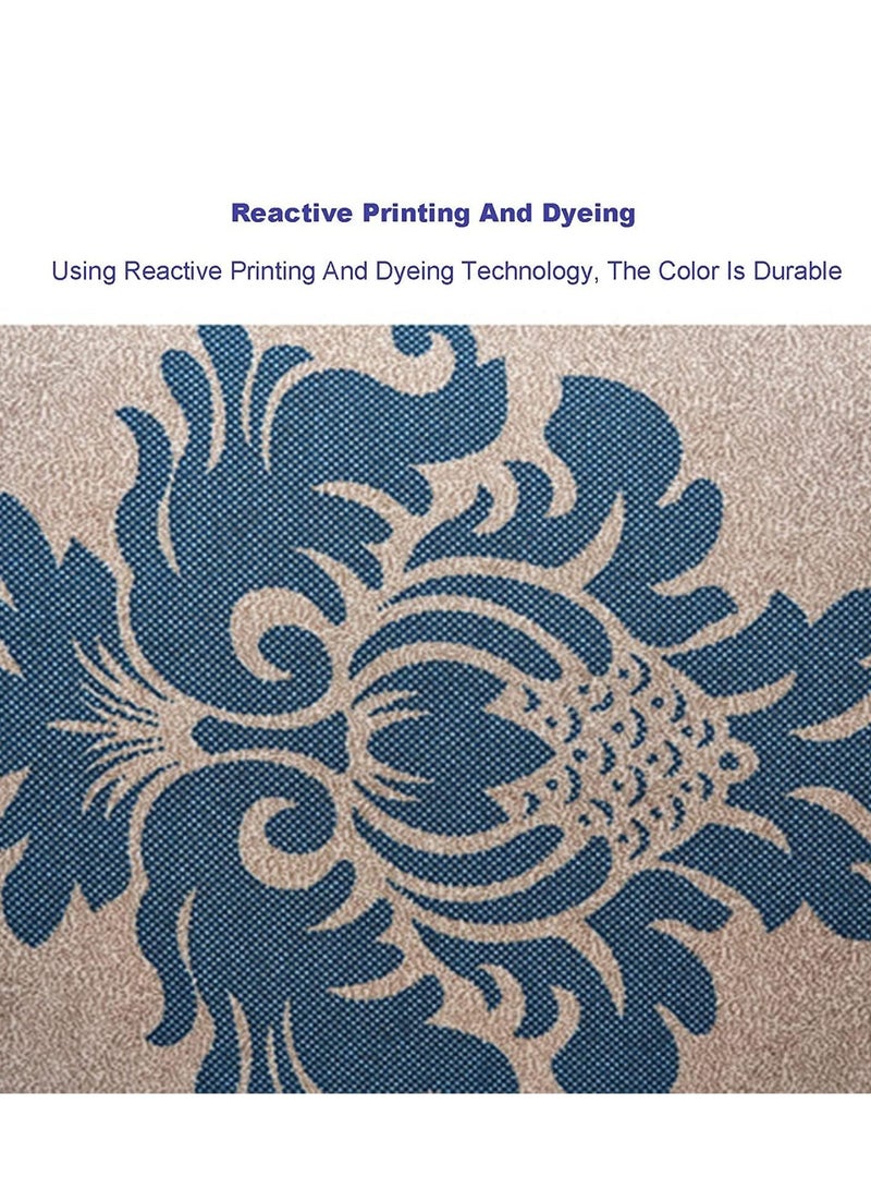 رولستيمي غطاء أريكة من 3 مقاعد، مصمم خالي من التجاعيد ومضاد للانزلاق بتغطية كاملة 360 درجة، بيج/أزرق، طول يمتد من 190 إلى 230 سم - Image 4