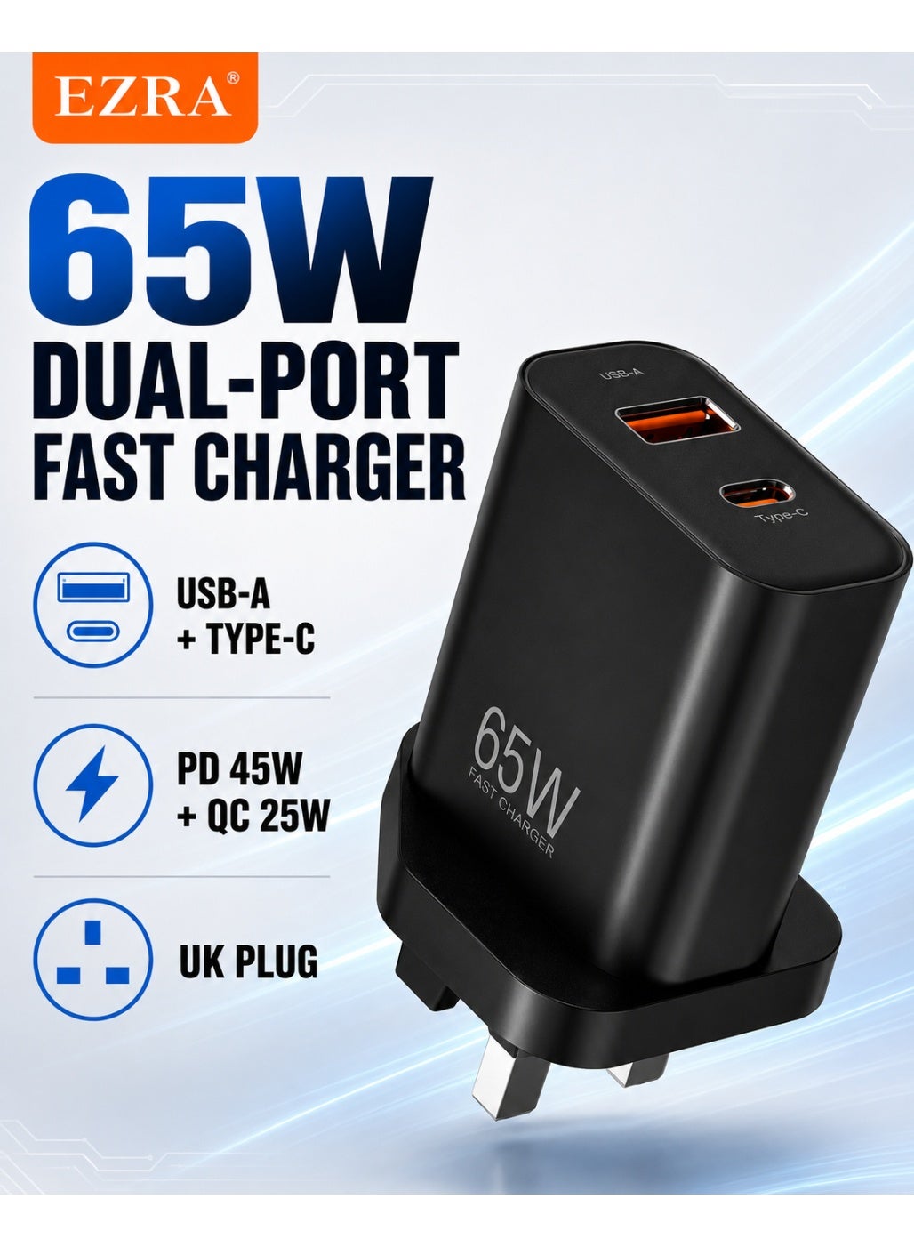 ezra Ezra Fast Charger Uk Plug 65W ZB8D6F99CA3A38F4405AEZ