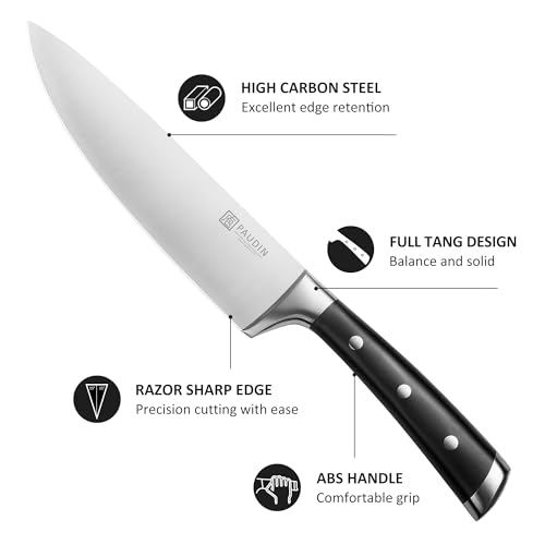 PAUDIN Knife Block Set, 15 Pieces Knife Set with Block, High Carbon Stainless Steel Kitchen Knife Set with Sharpener, Knives Set for Kitchen with Full Tang Triple Rivet Handle - Image 4