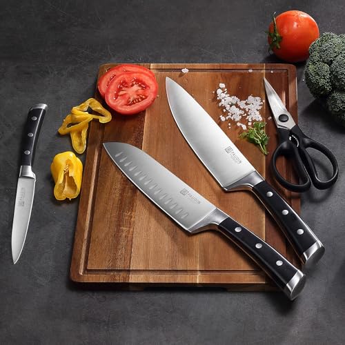 PAUDIN Knife Block Set, 15 Pieces Knife Set with Block, High Carbon Stainless Steel Kitchen Knife Set with Sharpener, Knives Set for Kitchen with Full Tang Triple Rivet Handle - Image 5