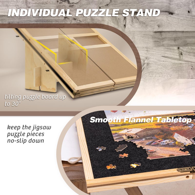 Becko US 2000 Pieces Jigsaw Puzzle Board, Foldable Board with 8 Colored Sorting Trays, Tilted Adjustable Angle Up to 30Â°, Large Puzzle Pieces Storage with Protective Cover - Image 4