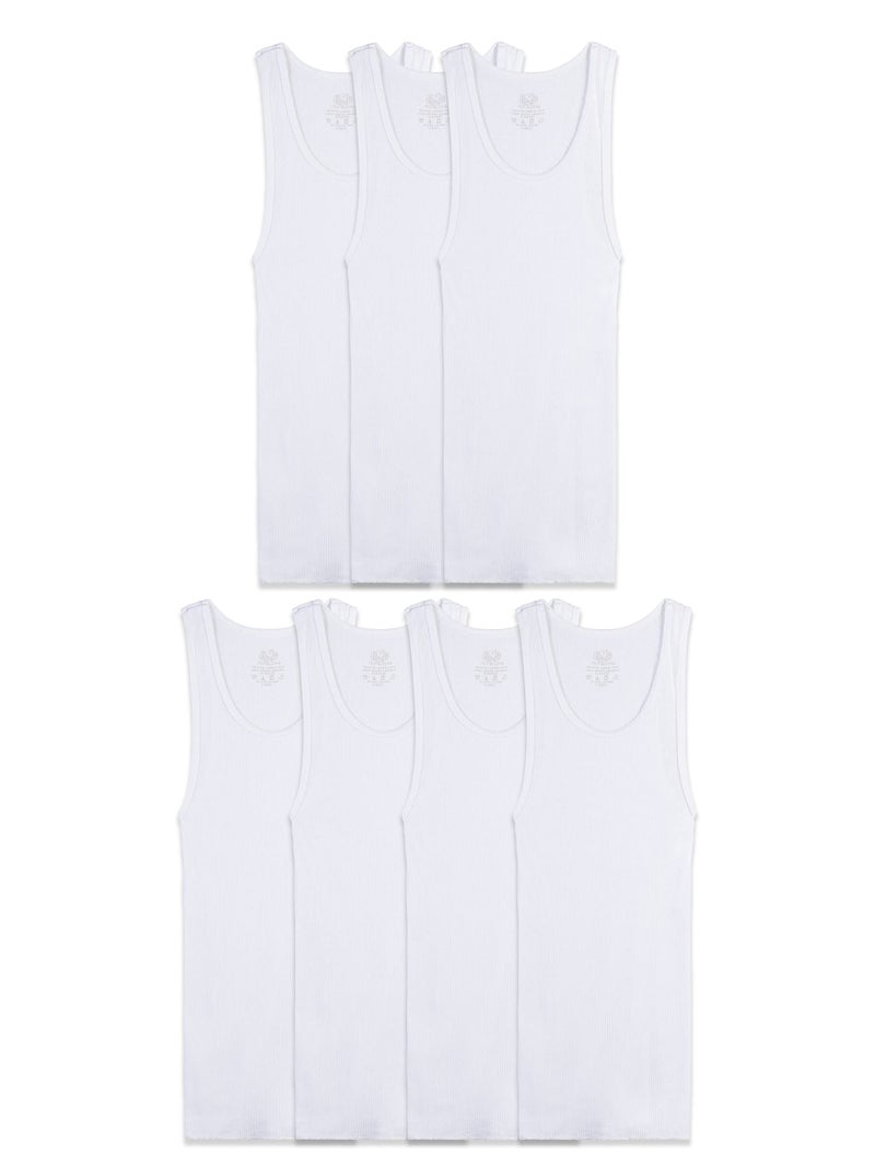 Fruit of the Loom Boys' Cotton Tank Top Undershirt (Multipack), Boys - 7 Pack - White, Large - Image 5