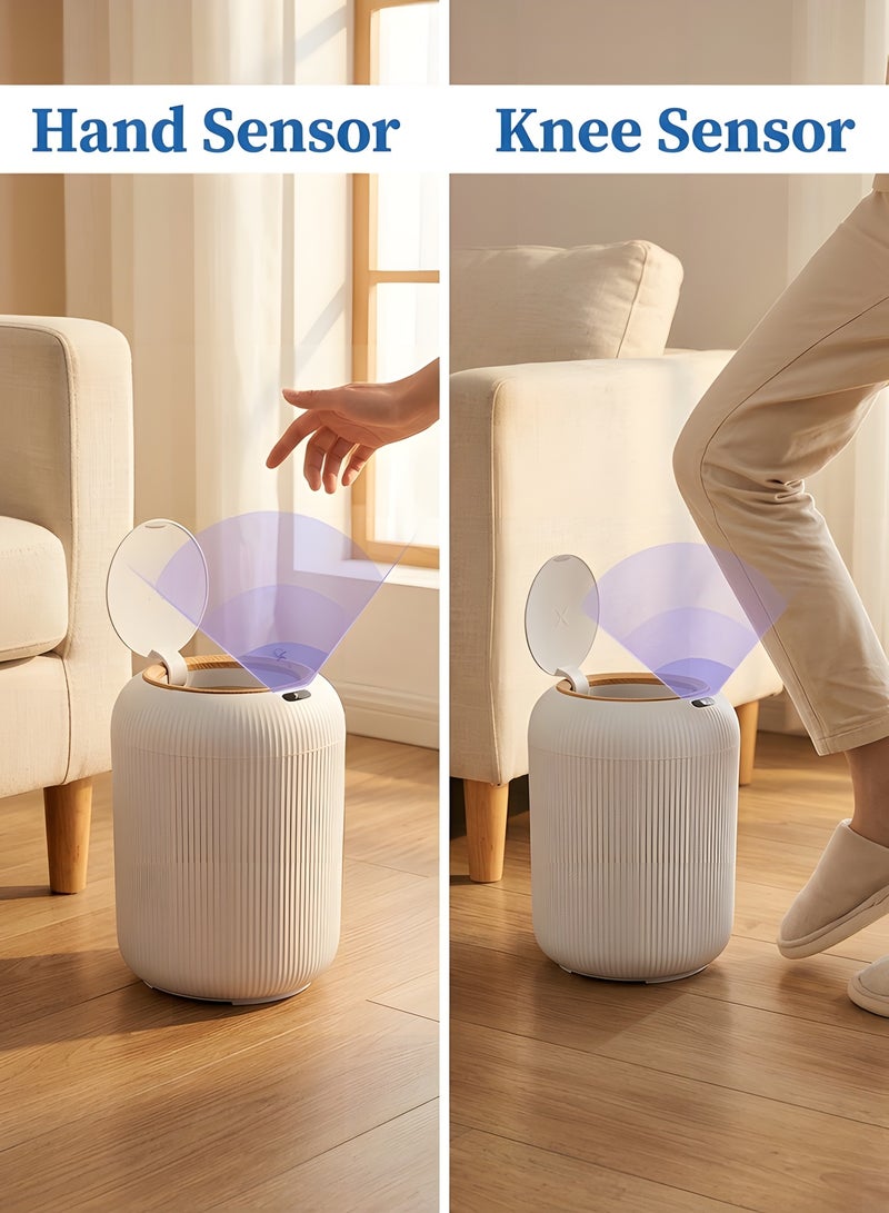 بيوينتي سلة مهملات للحمام من ال تي ال سي ال زد مزودة بمستشعر حركة اوتوماتيكي مع غطاء، سعة 3 جالون/ 11 لتر، سلة مهملات بلاستيكية ذكية لغرفة النوم والحمام والمطبخ والمكتب - Image 5