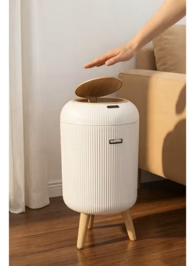 بيوينتي سلة مهملات للحمام من ال تي ال سي ال زد مزودة بمستشعر حركة اوتوماتيكي مع غطاء، سعة 3 جالون/ 11 لتر، سلة مهملات بلاستيكية ذكية لغرفة النوم والحمام والمطبخ والمكتب - Image 1