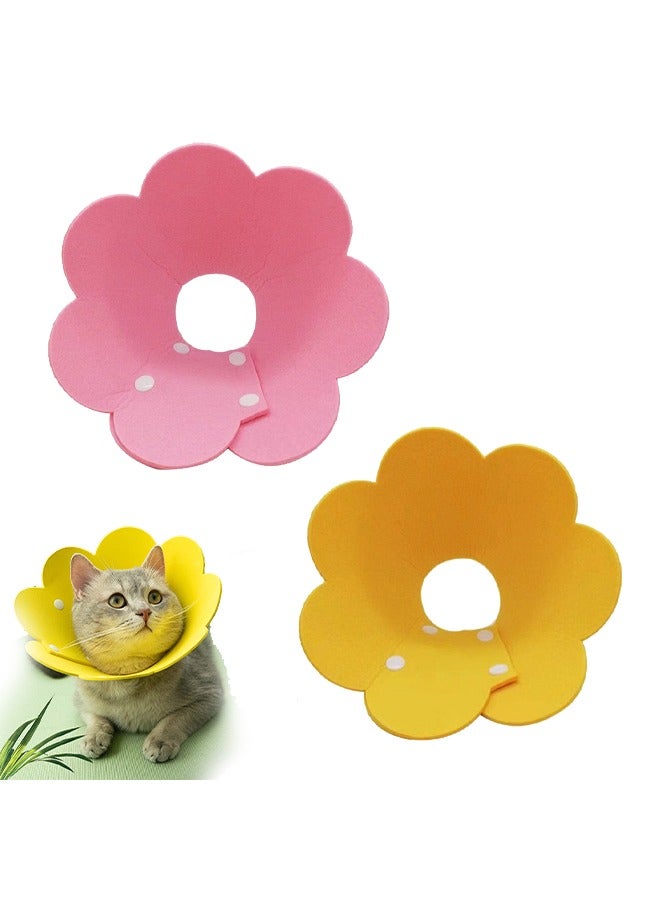 Generic Adjustable Cat Recovery Collar - Cute Flower Neck Cat Cones After Surgery, Set of 2 Cat E Collar, Surgery Recovery Elizabethan Collars for Kitten and Cats S Size (2 pcs) - Image 1