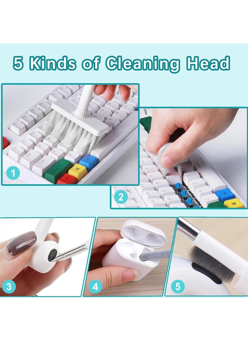 5 in 1 Keyboard Cleaning Brush Kit,Multifunctional Earbuds Cleaner with Keycap Puller,Cleaning Tools for Mechanical Keyboard,PC Laptop and Earphone