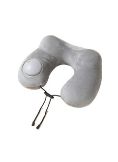 Gray U-Shaped Double Hump Neck Pillow, Inflatable Travel Pillow With Built-In Pump, Neck Support Pillow, Suitable For Sleeping And Resting On Planes, Trains, Offices, Camping, Traveling