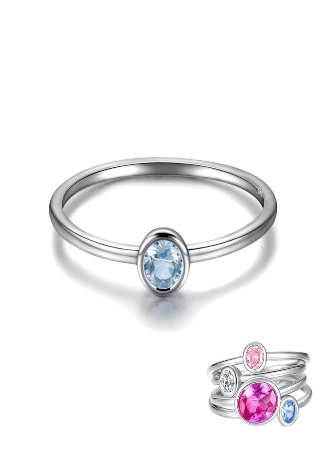 Sariel Simple Birthstone Rings for Women Family Jewelry 925 Sterling Silver Colorful Cubic Zirconia Stackable Promise Ring for Her - Image 1
