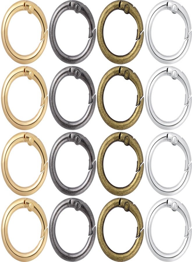 STSTR 16 PCS Mini Round Carabiner Clip, 4 Colors Spring Key Ring Clips, Metal O-Shaped Keychain Rings Bulk for DIY Crafts, Purses, Keys - Image 1