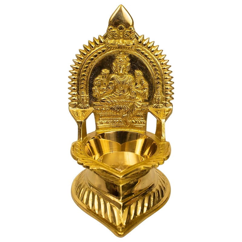 Spillbox Spillbox Traditional Brass Varagi Kamachi Diya for Puja Deepam Oil Lamp for Home Temple Kamatchi Devi Maa Hindu Kamatchi Amman Vilakku Varagi Amman 