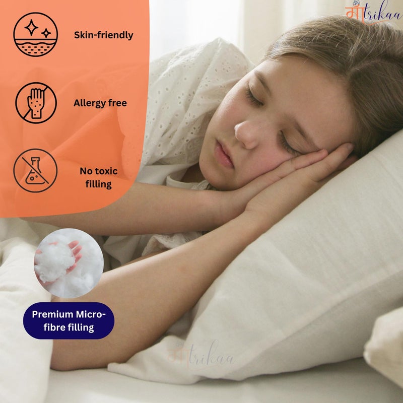 Maatrikaa Soft & Comfortable Sleeping Pillow with Microfiber Filling ? White Satin Fabric for Bed, Sofa & Travel | Neck & Head Support (16x24 inch, Pack of 1) - Image 5