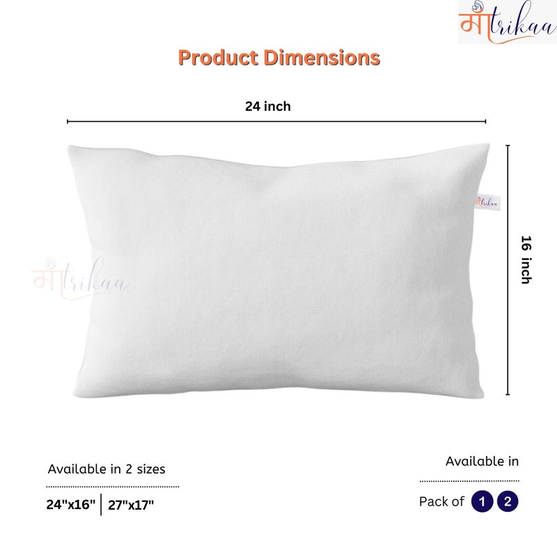 Maatrikaa Soft & Comfortable Sleeping Pillow with Microfiber Filling ? White Satin Fabric for Bed, Sofa & Travel | Neck & Head Support (16x24 inch, Pack of 1) - Image 3