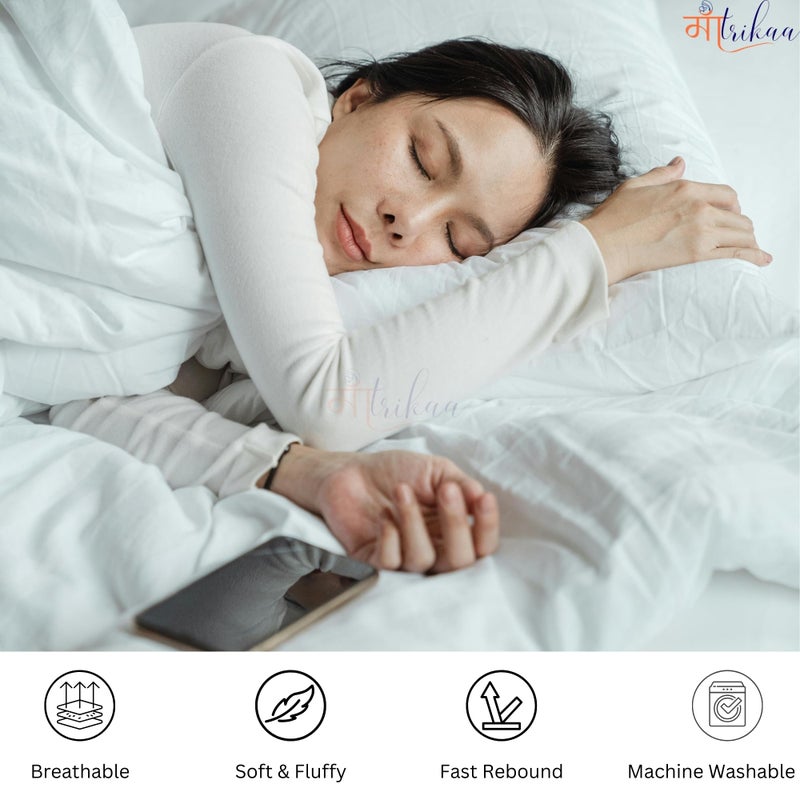 Maatrikaa Soft & Comfortable Sleeping Pillow with Microfiber Filling ? White Satin Fabric for Bed, Sofa & Travel | Neck & Head Support (16x24 inch, Pack of 1) - Image 4
