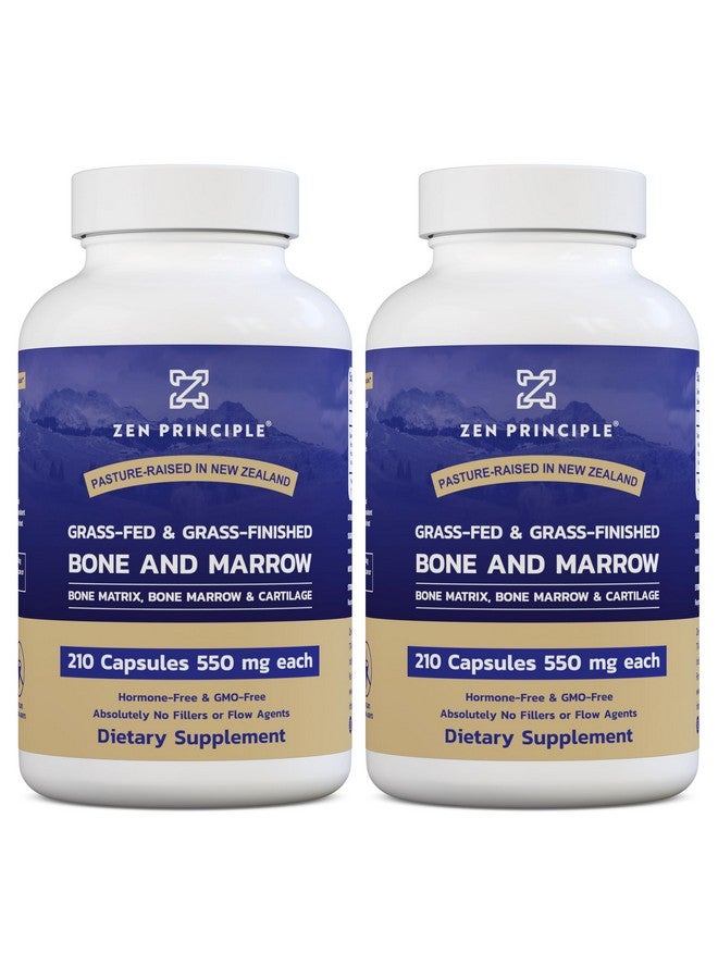 Zen Principle Grass Fed Beef Bone Marrow Supplement, 3300mg. Skin, Oral Health, and Joint Support. Promotes Whole-Body Wellness. Whole Bone Extract, 2-Pack, 420 Capsules (210 Capsules Per Bottle). - Image 1