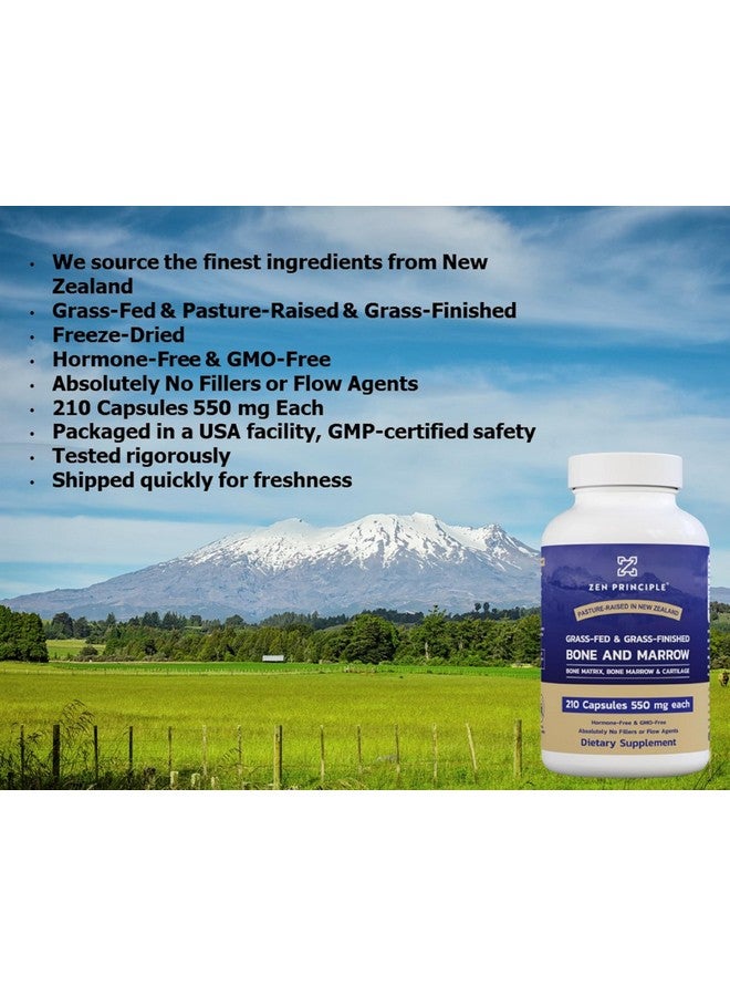 Zen Principle Grass Fed Beef Bone Marrow Supplement, 3300mg. Skin, Oral Health, and Joint Support. Promotes Whole-Body Wellness. Whole Bone Extract, 2-Pack, 420 Capsules (210 Capsules Per Bottle). - Image 4