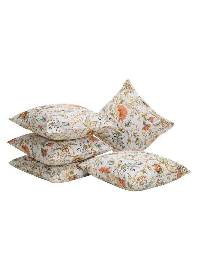 Clasiko Cotton Cushion Covers Set of 5; 16x16 Inches; Floral Fantasy - Image 2