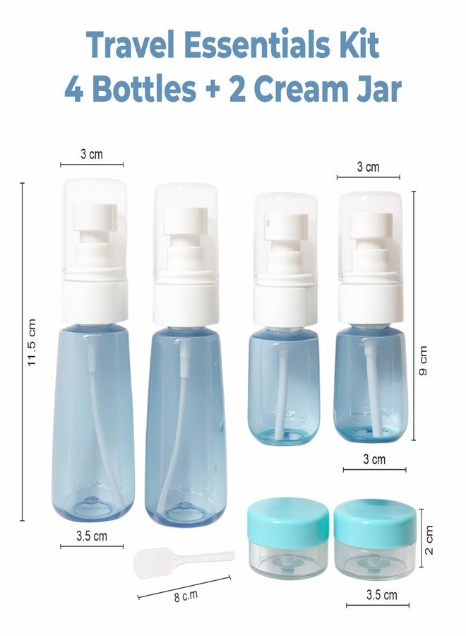 هارودز مجموعة زجاجات سفر من هارودز لمستحضرات التجميل مع حقيبة شفافة | مجموعة عبوات صغيرة قابلة لإعادة التعبئة ومقاومة للتسرب معتمدة من إدارة أمن النقل الأمريكية - للشامبو، واللوشن، والمعقم، ومستحضرات التجميل والمكياج (أزرق سماوي) - Image 2