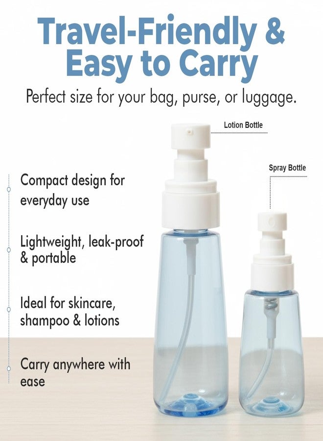 هارودز مجموعة زجاجات سفر من هارودز لمستحضرات التجميل مع حقيبة شفافة | مجموعة عبوات صغيرة قابلة لإعادة التعبئة ومقاومة للتسرب معتمدة من إدارة أمن النقل الأمريكية - للشامبو، واللوشن، والمعقم، ومستحضرات التجميل والمكياج (أزرق سماوي) - Image 5