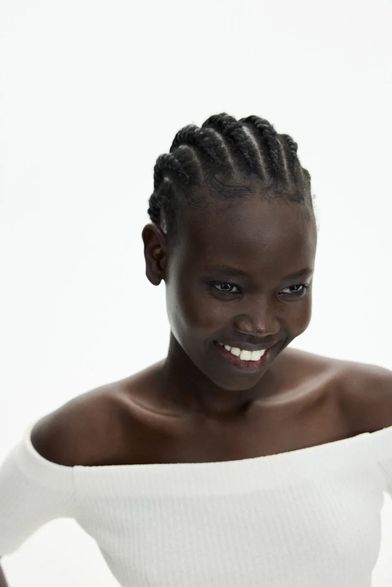 H&M Rib-knit off-the-shoulder top