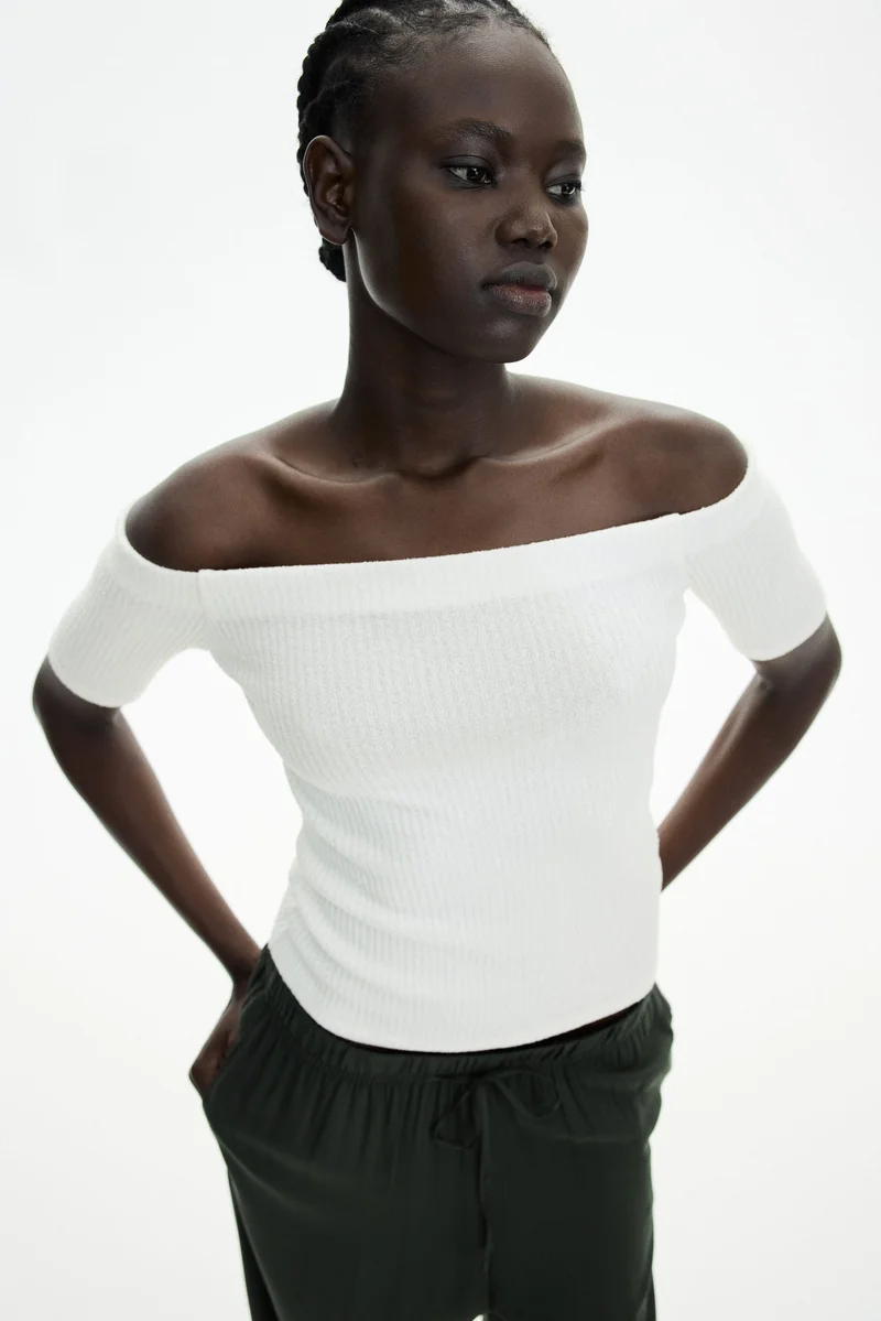 H&M Rib-knit off-the-shoulder top
