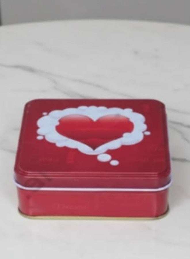 53 Arts Small Square Red Tin Box for Gifting & Goodies | Premium Metal Box for Chocolates, Candies, Cookies & Return Gifts | Reusable Decorative Gift Box - Image 1
