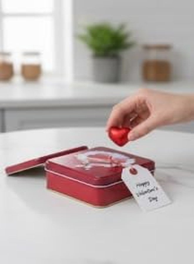 53 Arts Small Square Red Tin Box for Gifting & Goodies | Premium Metal Box for Chocolates, Candies, Cookies & Return Gifts | Reusable Decorative Gift Box - Image 2