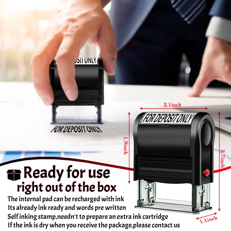Bertiveny for Deposit Only Self Inking Stamps for Business Supplies Office Bank Stamps for Deposit Only Custom Rubber Business Stamps for Deposit Only Stamps for Checks,Black(for Deposit ONLY Stamp) - Image 2