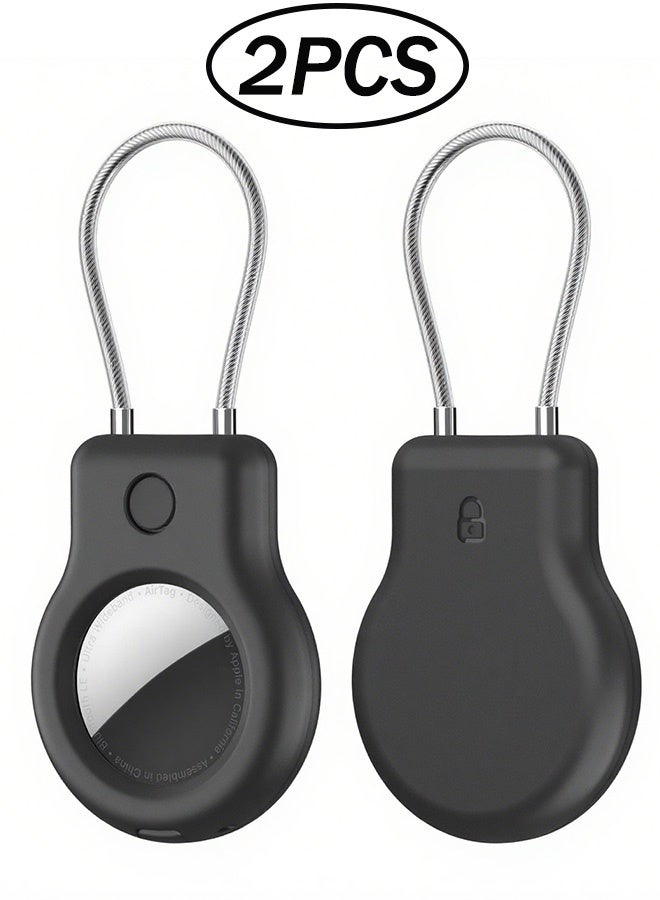 Compatible with Apple AirTag Secure Holder with Wire Cable  2 Pack Air Tag Lock Case Keychain Key Ring Key Chain Luggage tag for Keys Luggage More Men Women's Keyrings - Image 1