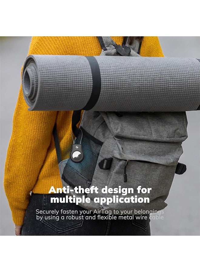 Compatible with Apple AirTag Secure Holder with Wire Cable  2 Pack Air Tag Lock Case Keychain Key Ring Key Chain Luggage tag for Keys Luggage More Men Women's Keyrings - Image 5