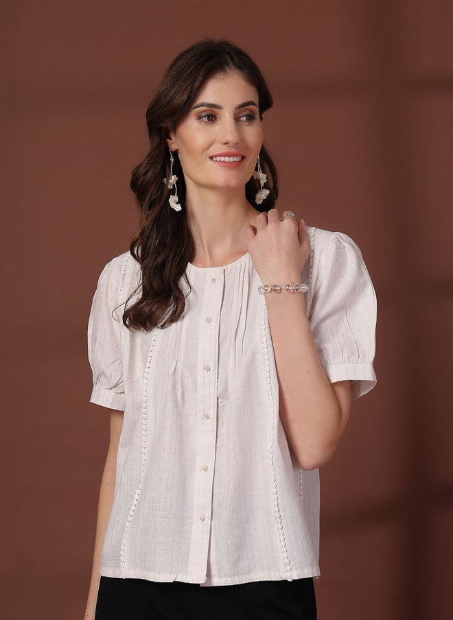 PlusS White Cotton Top for Women - Image 1
