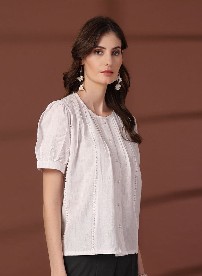 PlusS White Cotton Top for Women - Image 3