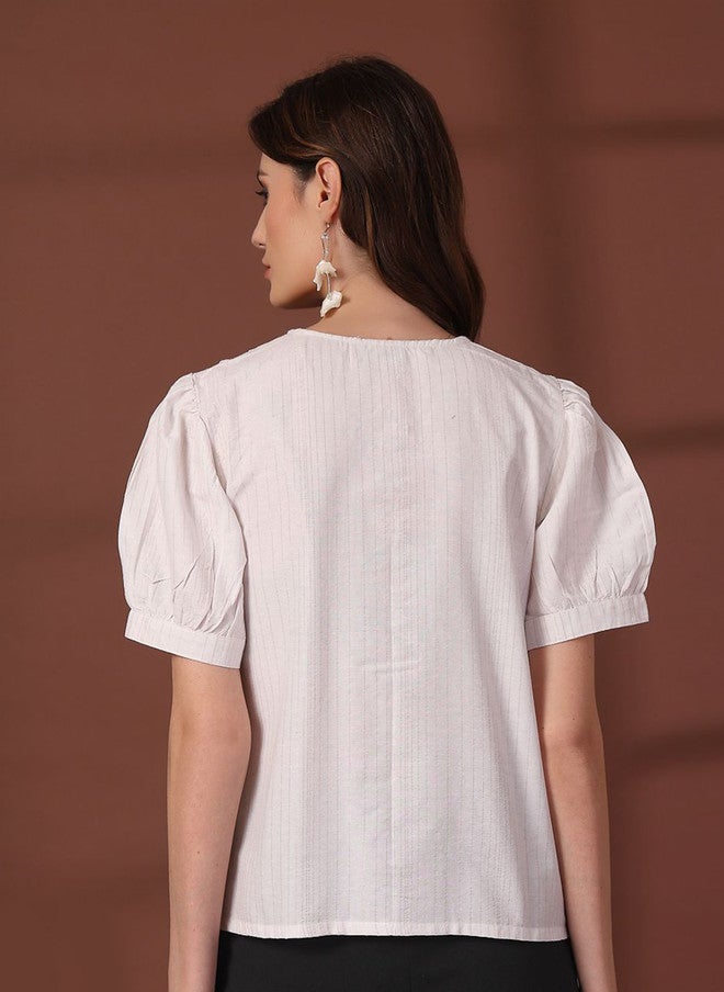 PlusS White Cotton Top for Women - Image 5