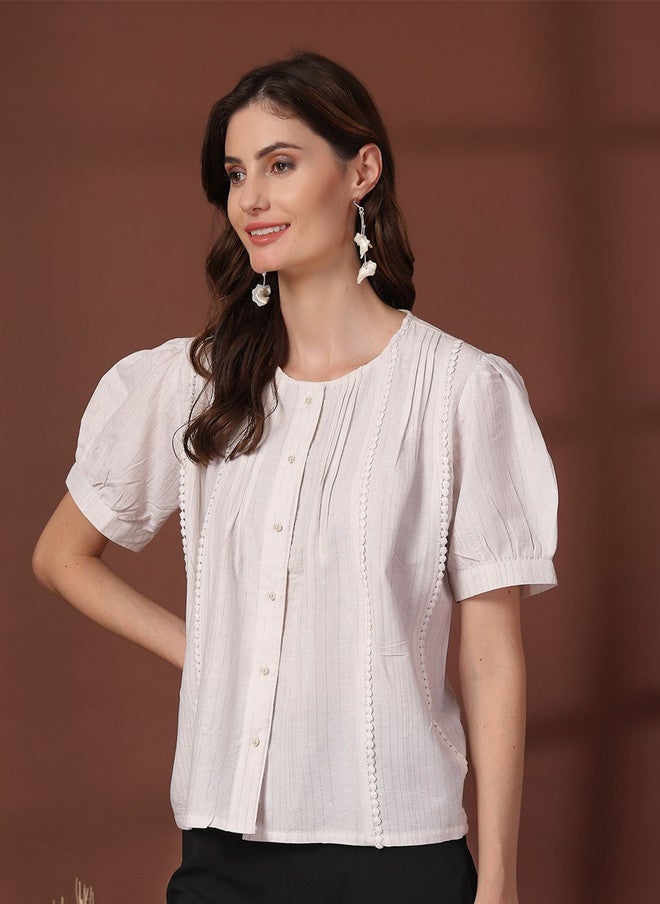 PlusS White Cotton Top for Women - Image 4