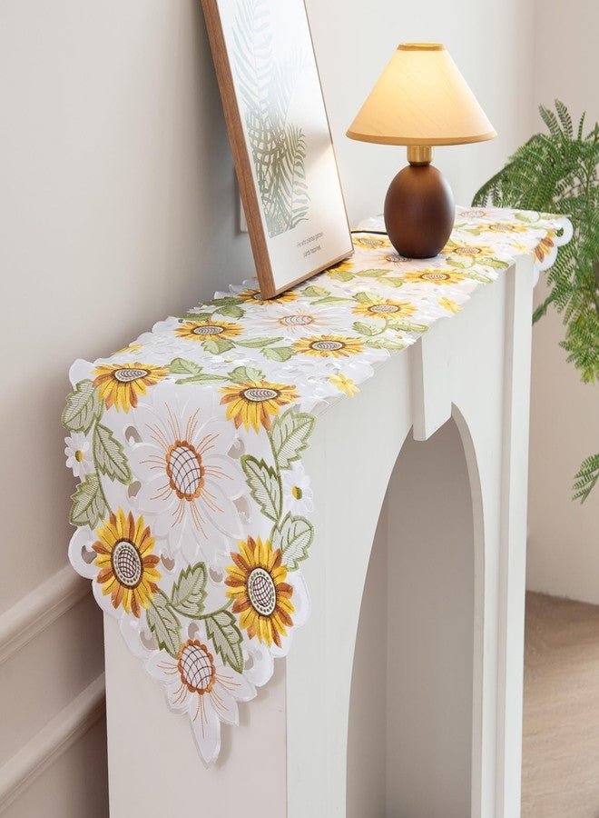 Joyfol Day Embroidered Spring/Summer Table Runner, Flowers Table Runners for Holiday Home Kitchen Dining Tabletop Decoration (14 X 69 inch, Sunflower ) - Image 3