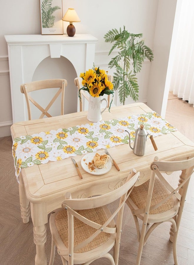 Joyfol Day Embroidered Spring/Summer Table Runner, Flowers Table Runners for Holiday Home Kitchen Dining Tabletop Decoration (14 X 69 inch, Sunflower ) - Image 2